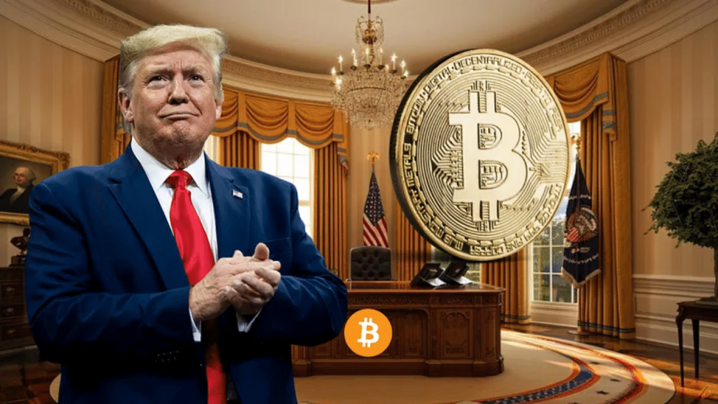 President Trump in his office after the Genius Act